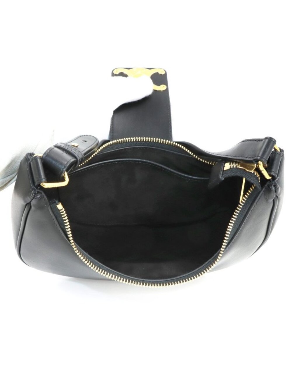 Celine Triomphe Ava Shoulder Bag Leather Black Gold - Picture 7 of 9